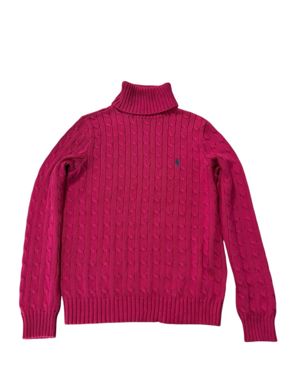 Ralph Lauren Sport Vintage Cable Knit Pink Turtleneck Women's XL